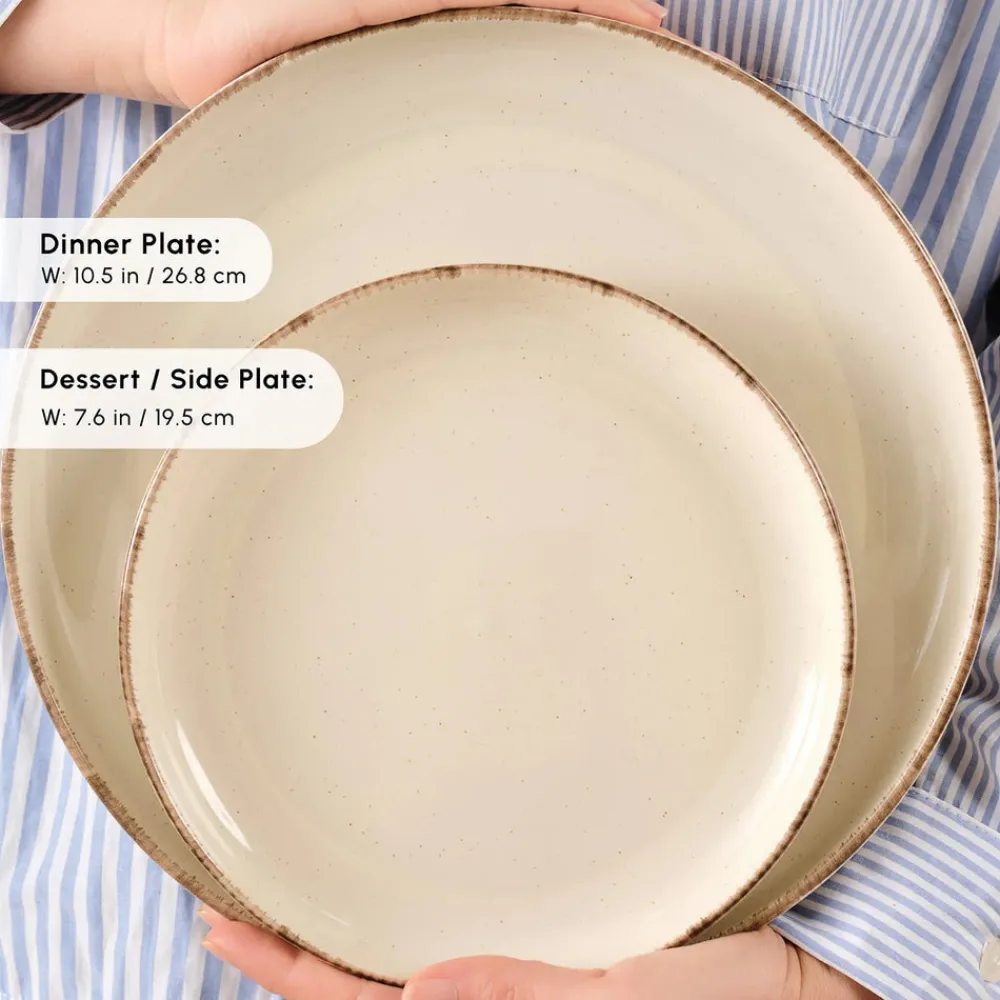 New Hekka 18-Piece Stoneware Dinner Set for 6 People, Cream See All Dinner Sets|Stoneware Dinner Sets