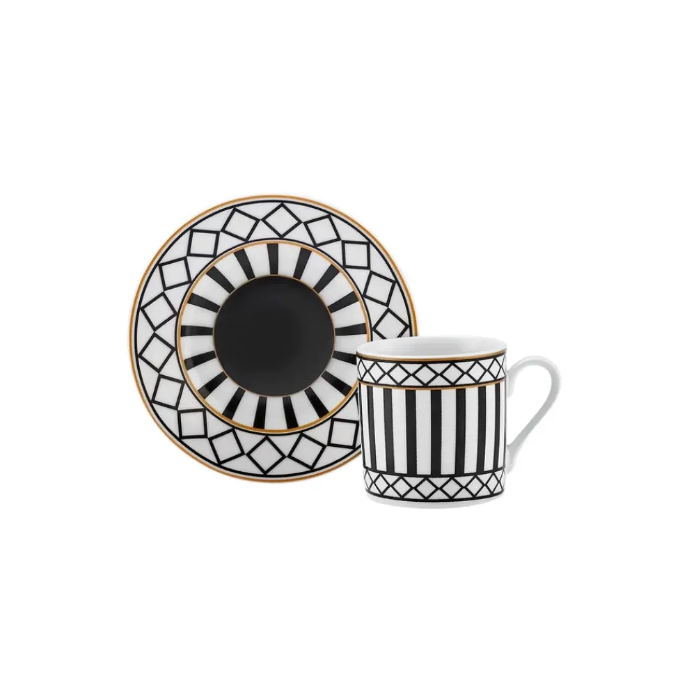 New Helenistik 12-Piece Porcelain Espresso Turkish Coffee Cup Set for 6 People, 80ml, Black Espresso & Turkish Coffee Cup Sets