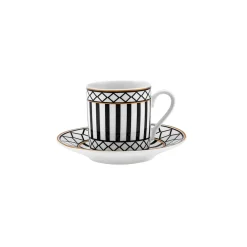 New Helenistik 12-Piece Porcelain Espresso Turkish Coffee Cup Set for 6 People, 80ml, Black Espresso & Turkish Coffee Cup Sets