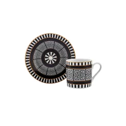 New Helenistik 12-Piece Porcelain Espresso Turkish Coffee Cup Set for 6 People, 80ml, Black Espresso & Turkish Coffee Cup Sets