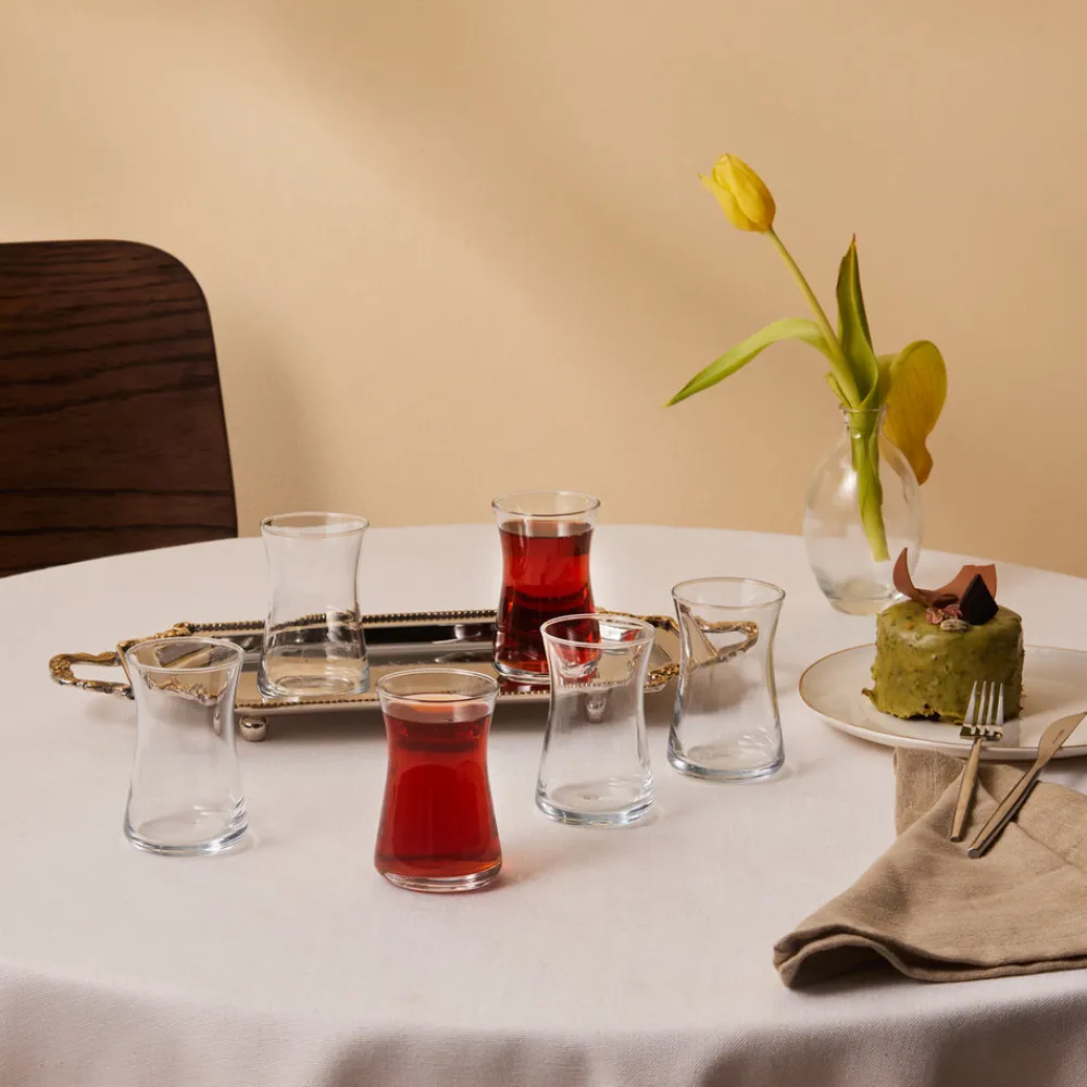 Clearance Heybeli 6-Piece Tea Glass Set for 6 People, 170ml Turkish Tea Sets