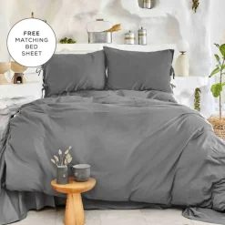 New Home 4 Elements 100% Turkish Cotton Duvet Cover Set with Bed Sheet, Double, Anthracite Duvet Cover Sets
