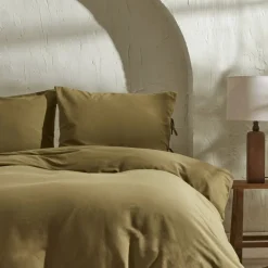 Sale Home 4 Elements 100% Turkish Cotton Duvet Cover Set with Bed Sheet, Double, Green Brown Duvet Cover Sets