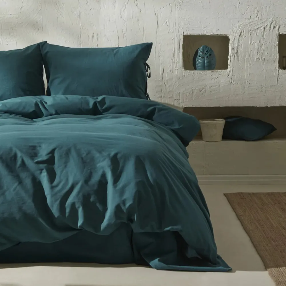Best Home 4 Elements 100% Turkish Cotton Duvet Cover Set with Bed Sheet, Double, Petrol Duvet Cover Sets
