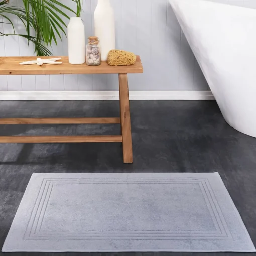 Online Home 100% Turkish Cotton Bath Mat, 50cmx80cm, Blue Bath Mats