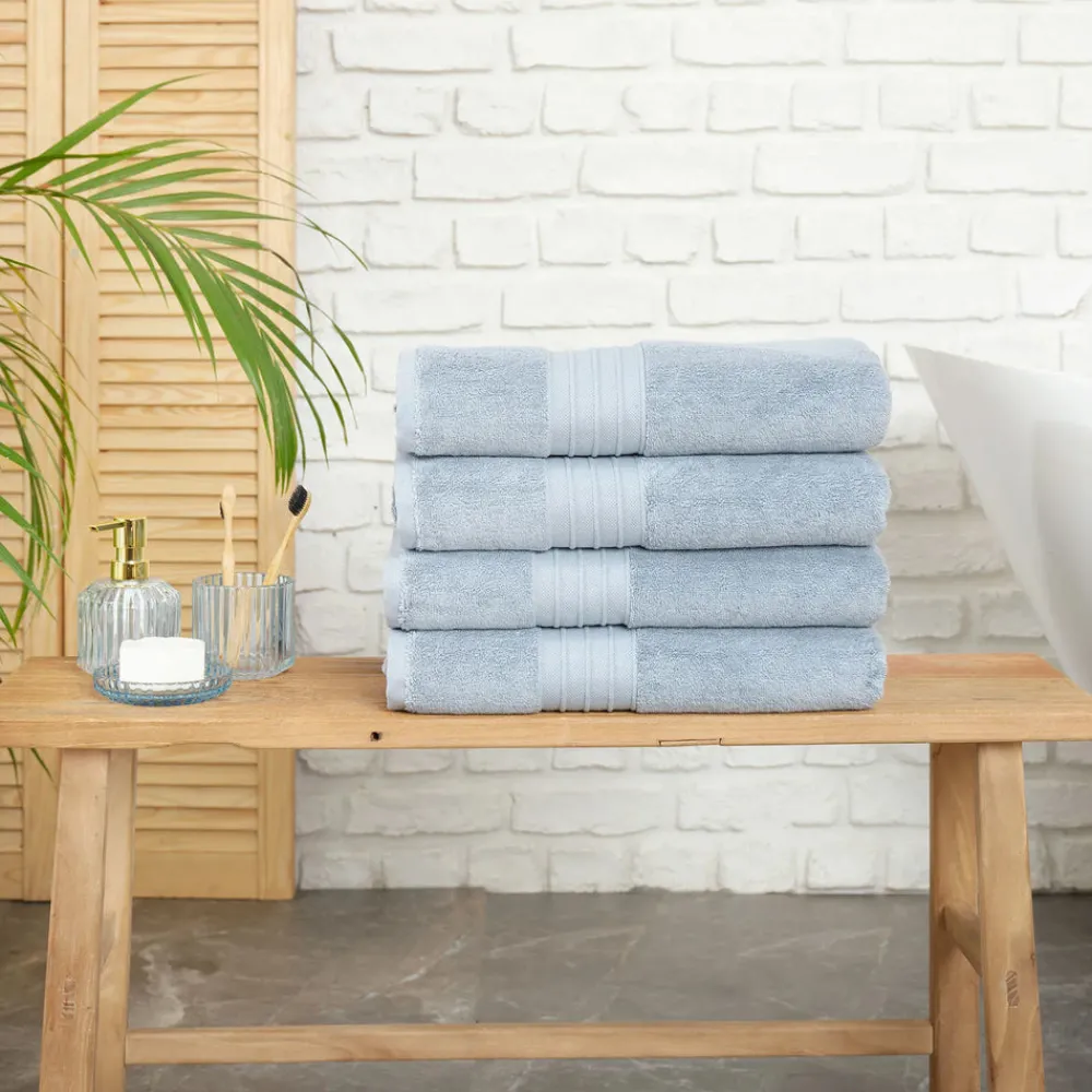 New Home 100% Turkish Cotton Bath Towel Set, 4 Piece, 85cmx150cm, Blue Towel Sets