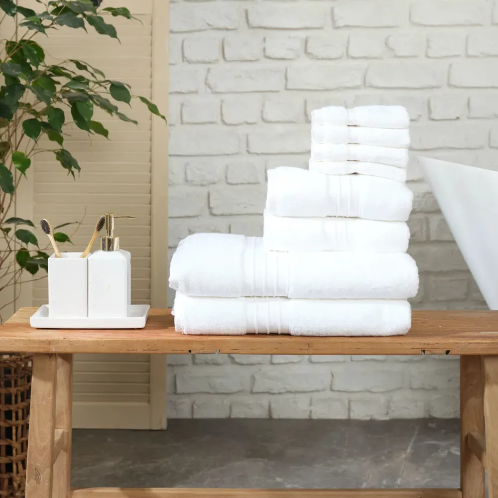New Home 100% Turkish Cotton Towel Set, 8 Piece, White Towel Sets