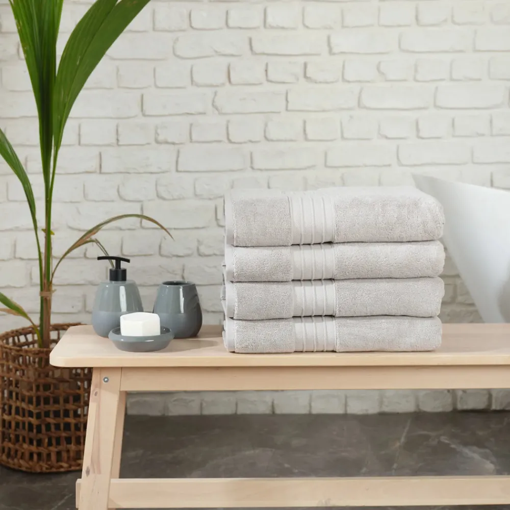 New Home 100% Turkish Cotton Bath Towel Set, 4 Piece, 85cmx150cm, Grey Towel Sets