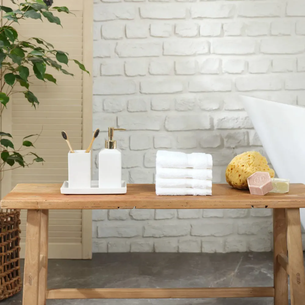 Online Home 100% Turkish Cotton Face Towel Set, 4 Piece, 30cmx30cm, White Towel Sets