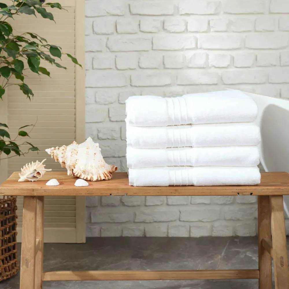 New Home 100% Turkish Cotton Bath Towel Set, 4 Piece, 85cmx150cm, White Towel Sets
