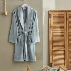 Discount Home Andy 2-Piece 100% Turkish Cotton Bathrobe Set, L/XL, Blue Bathrobes