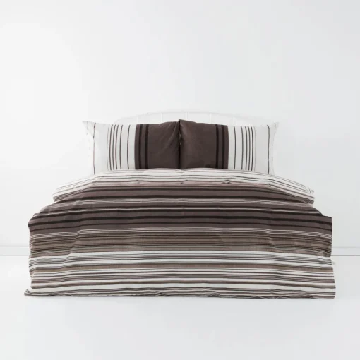Discount Home Aspen 100% Turkish Cotton Duvet Cover Set, King, White Brown Duvet Cover Sets