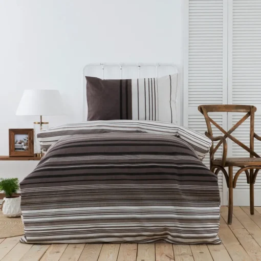 Discount Home Aspen 100% Turkish Cotton Duvet Cover Set, Single, White Brown Black Duvet Cover Sets
