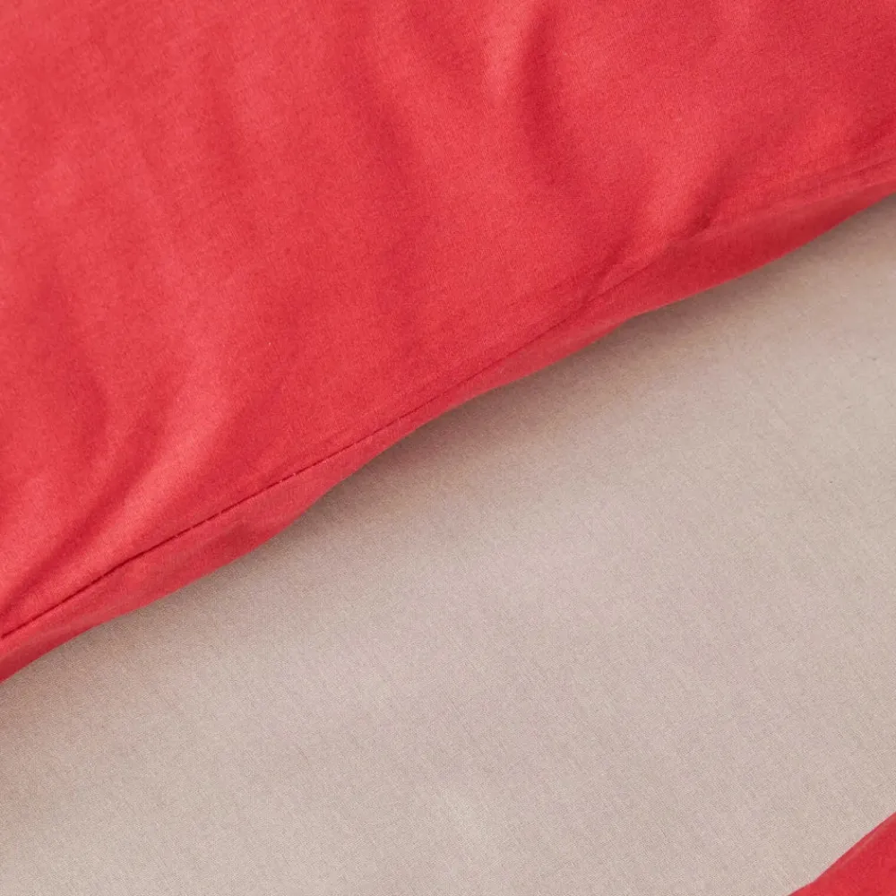 Outlet Home Basic 100% Turkish Cotton Duvet Cover Set with Bed Sheet, Double, Red Beige Duvet Cover Sets