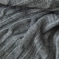 New Home Cable Knit Throw, 130cmx170cm, Grey Throws & Blankets