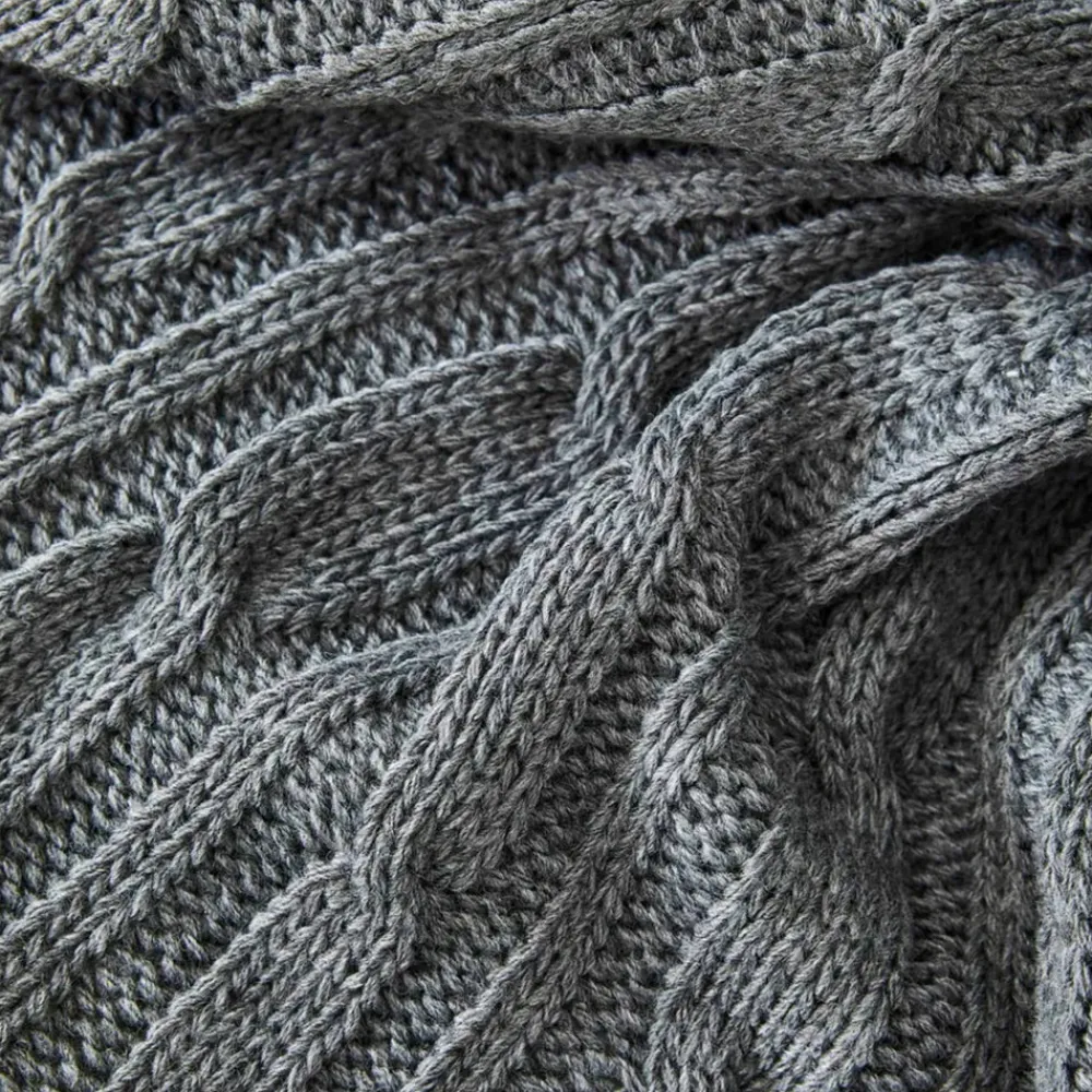 New Home Cable Knit Throw, 130cmx170cm, Grey Throws & Blankets