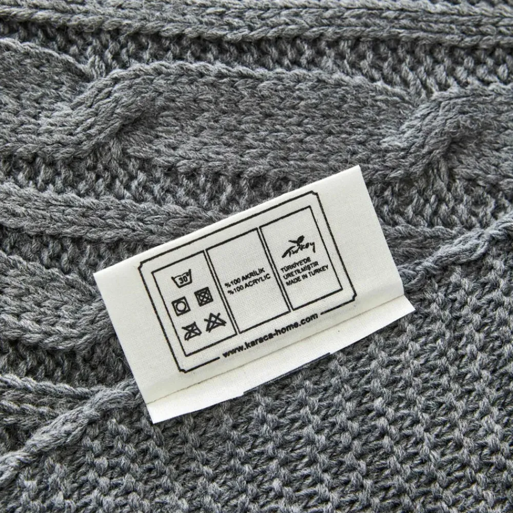 New Home Cable Knit Throw, 130cmx170cm, Grey Throws & Blankets