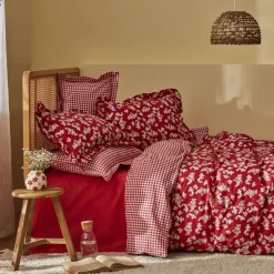 Clearance Home Carlo Duvet Cover Set 100% Turkish Cotton, Double, Red Duvet Cover Sets