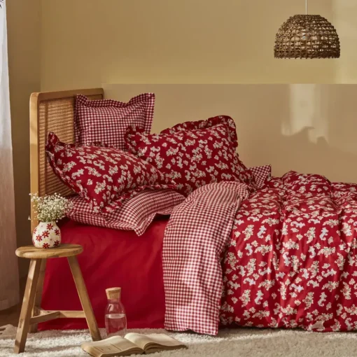 Clearance Home Carlo Duvet Cover Set 100% Turkish Cotton, Double, Red Duvet Cover Sets
