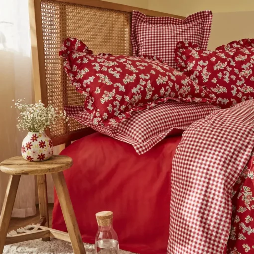 Clearance Home Carlo Duvet Cover Set 100% Turkish Cotton, Double, Red Duvet Cover Sets