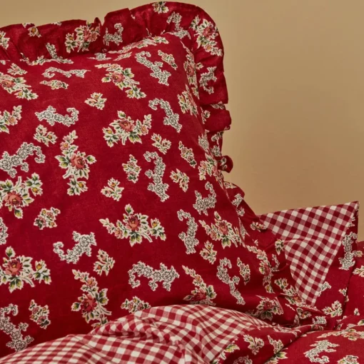 Clearance Home Carlo Duvet Cover Set 100% Turkish Cotton, Double, Red Duvet Cover Sets