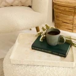Discount Carrie Decorative Tray, 39cm, Beige Trays