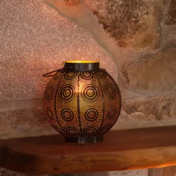 Home Casablanca Decorative Lantern, 21cmx21cm, Black Gold Ornaments