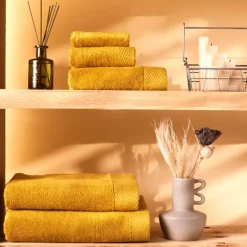 Clearance Home Chandler Modal 100% Turkish Cotton Towel Set, Mustard Towel Sets