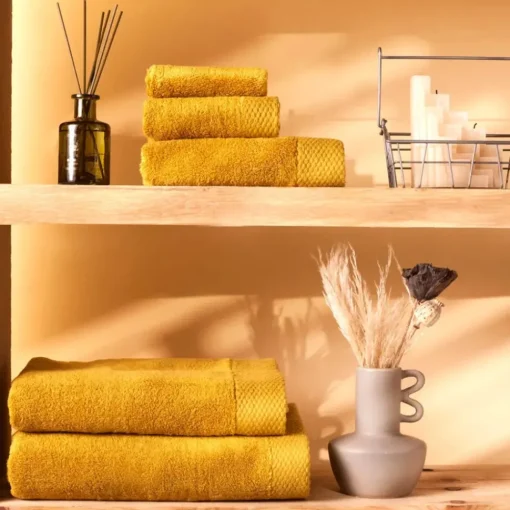Clearance Home Chandler Modal 100% Turkish Cotton Towel Set, Mustard Towel Sets