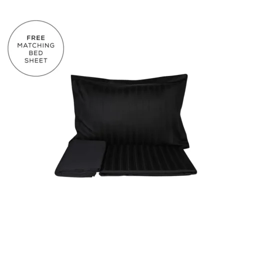 Home Charm Bold 100% Turkish Cotton Duvet Cover Set with Bed Sheet, Single, Black Duvet Cover Sets