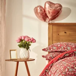 Clearance Home Despina 100% Turkish Cotton Flannel Duvet Cover Set with Bed Sheet, Double, Red Multi Duvet Cover Sets