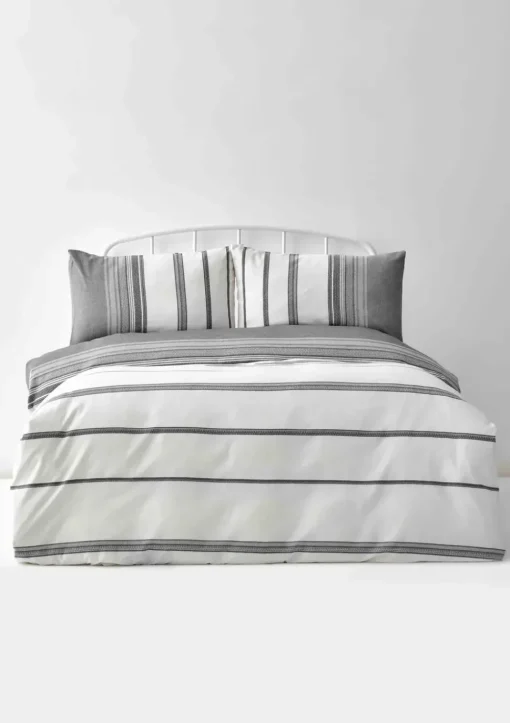 New Home Dobby Woven 100% Turkish Cotton Duvet Cover Set, King, Black White Duvet Cover Sets
