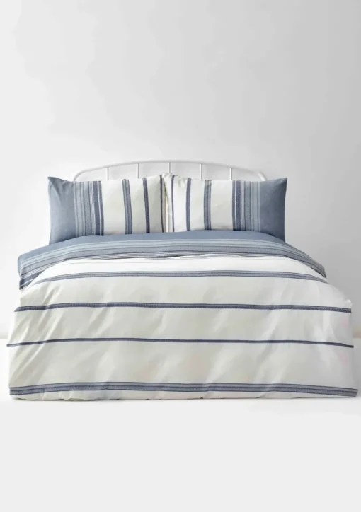 Hot Home Dobby Woven 100% Turkish Cotton Duvet Cover Set, Double, White Indigo Duvet Cover Sets