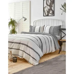 Hot Home Dobby Woven 100% Turkish Cotton Duvet Cover Set, Double, Black White Duvet Cover Sets