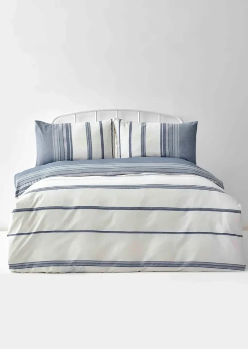 Discount Home Dobby Woven Duvet Cover Set, Super King, White Indigo Duvet Cover Sets