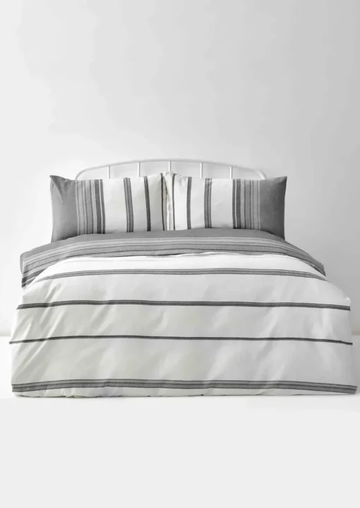 Clearance Home Dobby Woven Duvet Cover Set, Super King, Black White Duvet Cover Sets