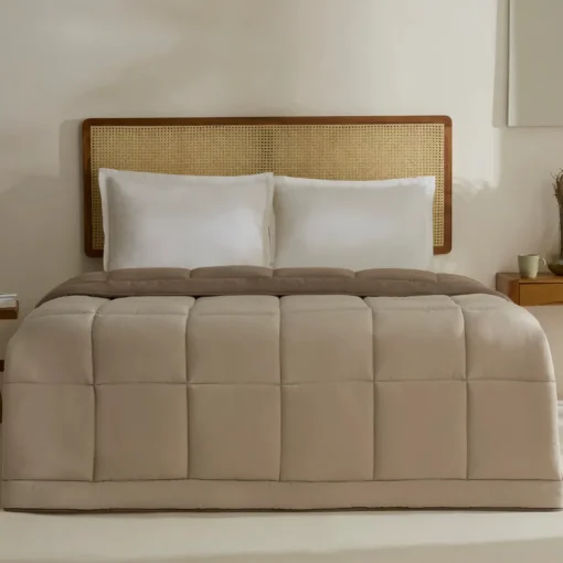 New Home Double Face Duvet Cover, 200x200cm, Beige-Mocha Duvet Cover Sets