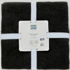 Outlet Home Double Seed Stitch Throw, 130cmx170cm, Dark Grey Throws & Blankets