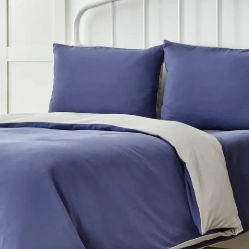 Online Home Duvet Cover Set, Double, Navy Blue Grey Duvet Cover Sets