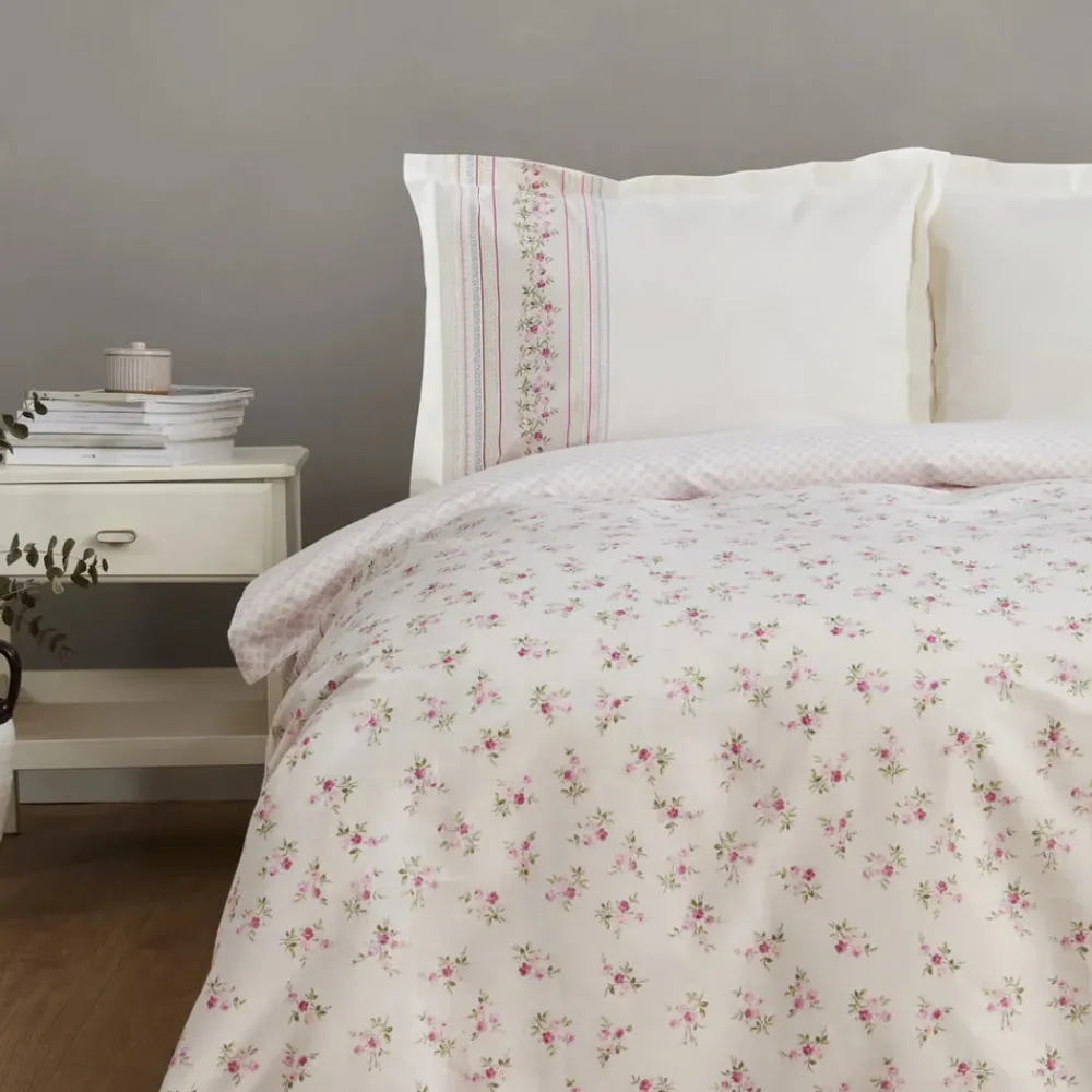Discount Home Glen 100% Turkish Cotton Duvet Cover Set, Double, Pink Duvet Cover Sets