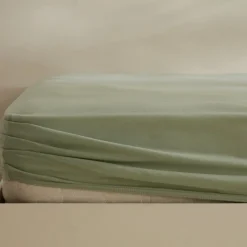 Home Jersey 100% Turkish Cotton Fitted Sheet, 120x200+30cm, Mint Bed Sheets