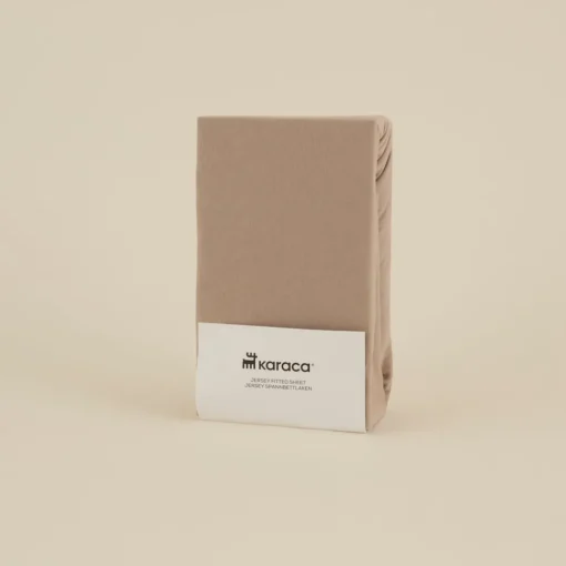 Sale Home Jersey 100% Turkish Cotton Fitted Sheet, 200x200+30cm, Beige Bed Sheets