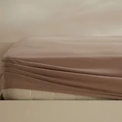 Online Home Jersey 100% Turkish Cotton Fitted Sheet, 180x200+30cm, Beige Bed Sheets