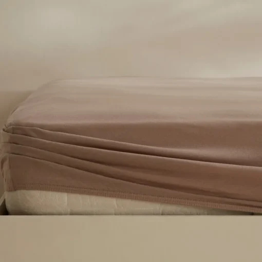 Online Home Jersey 100% Turkish Cotton Fitted Sheet, 180x200+30cm, Beige Bed Sheets