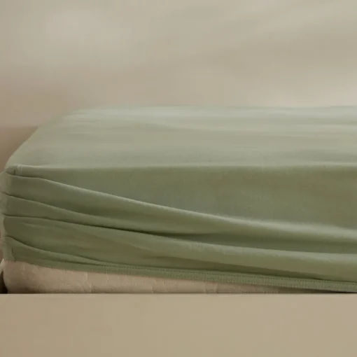 Hot Home Jersey 100% Turkish Cotton Fitted Sheet, 180x200+30cm, Mint Bed Sheets