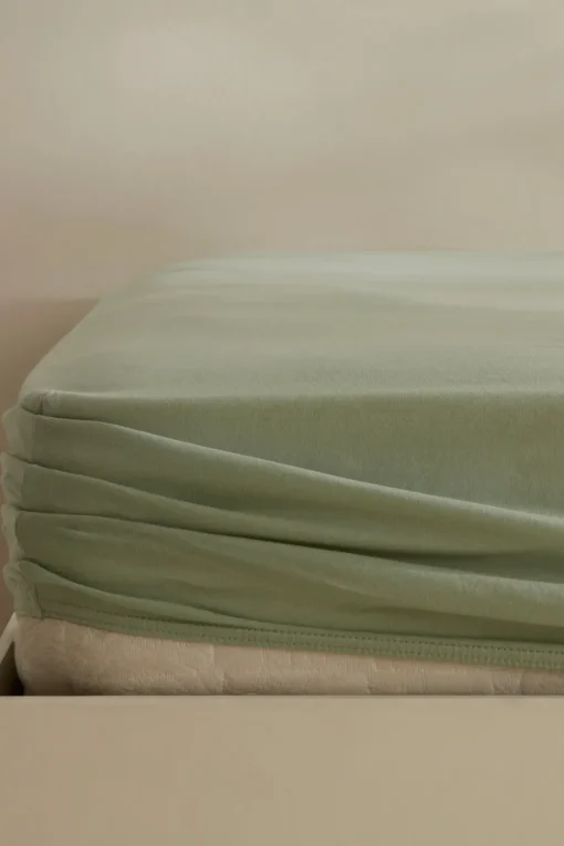 Clearance Home Jersey 100% Turkish Cotton Fitted Sheet, 100x200+30cm, Mint Bed Sheets