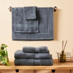 Online Home Joey Egyptian Cotton Shower Towel, 70cmx140cm, Anthracite Towels|Microwave Dishes & Bowls