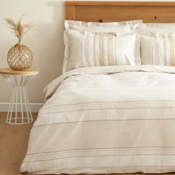 New Home Keira 100% Turkish Cotton Duvet Cover Set, Double, Beige Duvet Cover Sets