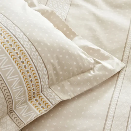 New Home Keira 100% Turkish Cotton Duvet Cover Set, Double, Beige Duvet Cover Sets