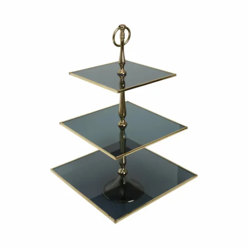 Sale Home Line Glass Decorative 3-Tier Cake Stand, 25cm, Black Serving Platters